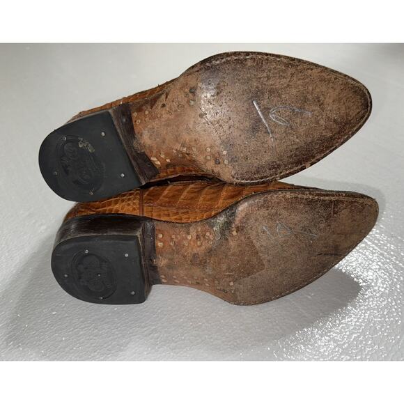 Espolon De Oro Boots Size Y 1 Brown‎ Alligator Embossed Exotic Cowboy Western - Picture 9 of 15